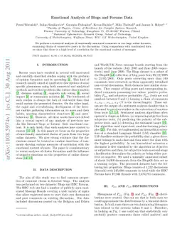 Emotional Analysis of Blogs and Forums Data