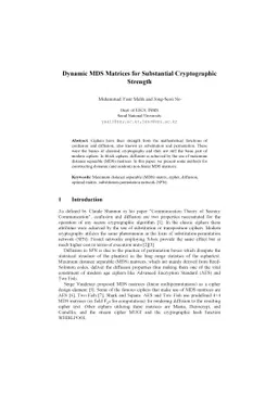 Dynamic MDS Matrices for Substantial Cryptographic Strength