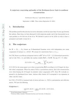 A conjecture concerning optimality of the Karhunen-Loeve basis in
  nonlinear reconstruction