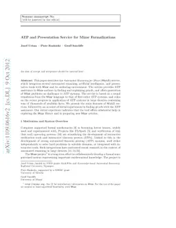 ATP and Presentation Service for Mizar Formalizations