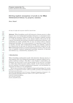 Eliciting implicit assumptions of proofs in the MIZAR Mathematical
  Library by property omission
