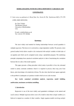 Model Building with Multiple Dependent Variables and Constraints