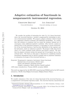 Adaptive estimation of functionals in nonparametric instrumental
  regression