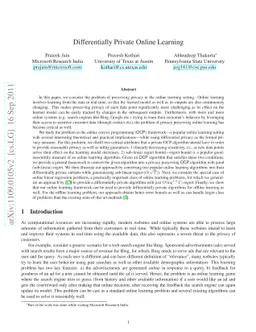 Differentially Private Online Learning