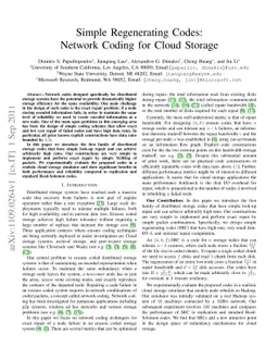 Simple Regenerating Codes: Network Coding for Cloud Storage