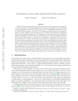 Localization on low-order eigenvectors of data matrices