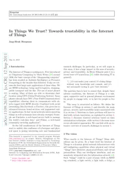 In Things We Trust? Towards trustability in the Internet of Things