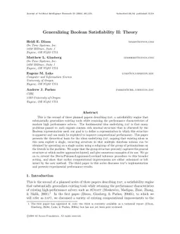 Generalizing Boolean Satisfiability II: Theory