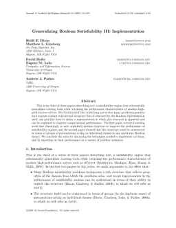 Generalizing Boolean Satisfiability III: Implementation