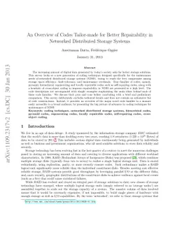 An Overview of Codes Tailor-made for Better Repairability in Networked
  Distributed Storage Systems