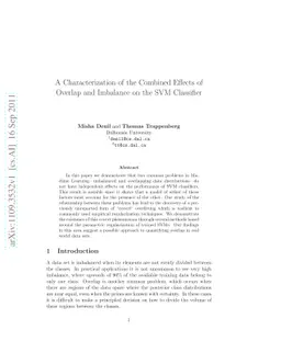 A Characterization of the Combined Effects of Overlap and Imbalance on
  the SVM Classifier