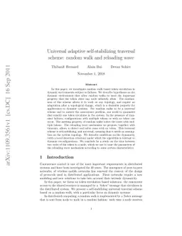 Universal adaptive self-stabilizing traversal scheme: random walk and
  reloading wave