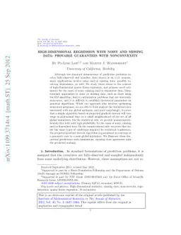 High-dimensional regression with noisy and missing data: Provable
  guarantees with nonconvexity