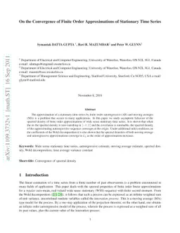 On the Convergence of Finite Order Approximations of Stationary Time
  Series