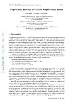 Neigborhood Selection in Variable Neighborhood Search