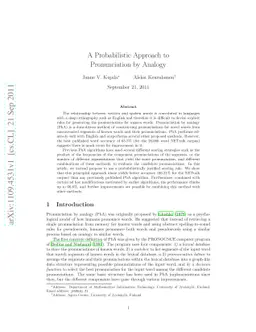 A Probabilistic Approach to Pronunciation by Analogy