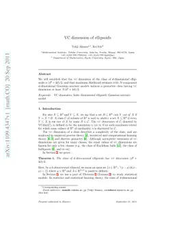 VC dimension of ellipsoids