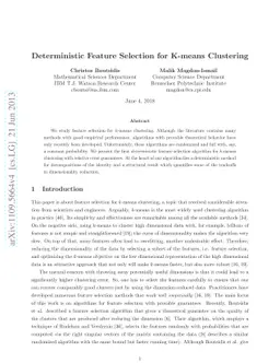 Deterministic Feature Selection for $k$-means Clustering