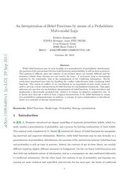 An Interpretation of Belief Functions by means of a Probabilistic
  Multi-modal Logic