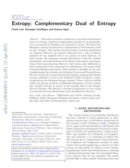Extropy: Complementary Dual of Entropy