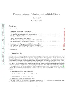 Memetic Algorithms: Parametrization and Balancing Local and Global
  Search