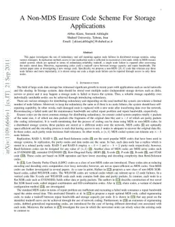 A Non-MDS Erasure Code Scheme For Storage Applications