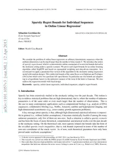 Sparsity regret bounds for individual sequences in online linear
  regression