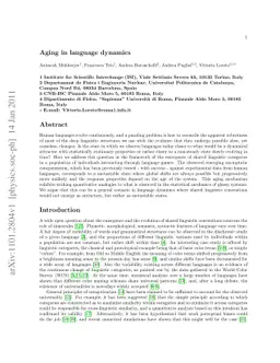 Aging in language dynamics