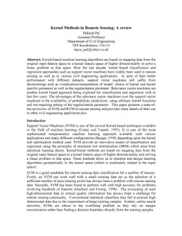Support vector machines/relevance vector machine for remote sensing
  classification: A review