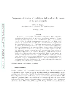 Nonparametric testing of conditional independence by means of the
  partial copula