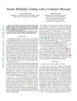 Secure Multiplex Coding with a Common Message