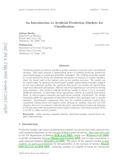 An Introduction to Artificial Prediction Markets for Classification