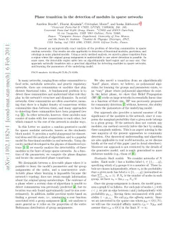Phase transition in the detection of modules in sparse networks