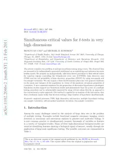 Simultaneous critical values for $t$-tests in very high dimensions