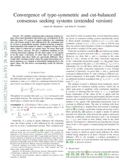 Convergence of type-symmetric and cut-balanced consensus seeking systems
  (extended version)