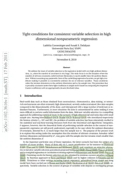 Tight conditions for consistent variable selection in high dimensional
  nonparametric regression