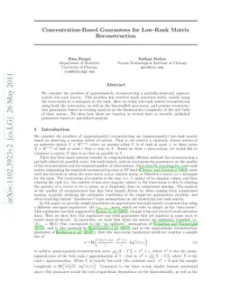 Concentration-Based Guarantees for Low-Rank Matrix Reconstruction