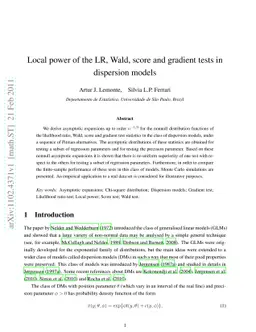 Local power of the LR, Wald, score and gradient tests in dispersion
  models