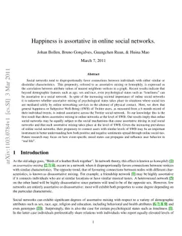 Happiness is assortative in online social networks