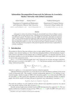 Submodular Decomposition Framework for Inference in Associative Markov
  Networks with Global Constraints