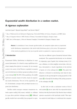Exponential wealth distribution in a random market. A rigorous
  explanation