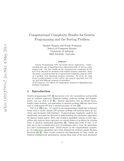 Computational Complexity Results for Genetic Programming and the Sorting
  Problem