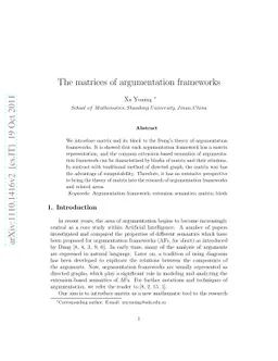 The matrices of argumentation frameworks