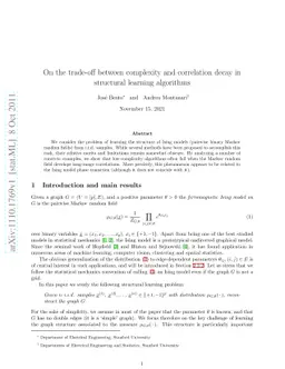 On the trade-off between complexity and correlation decay in structural
  learning algorithms
