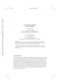 Toric Statistical Models: Ising and Markov