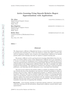 Active Learning Using Smooth Relative Regret Approximations with
  Applications