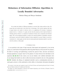 Robustness of Information Diffusion Algorithms to Locally Bounded
  Adversaries