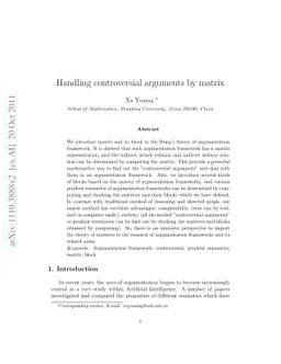 Handling controversial arguments by matrix