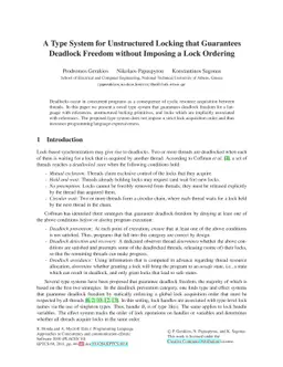 A Type System for Unstructured Locking that Guarantees Deadlock Freedom
  without Imposing a Lock Ordering