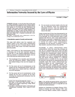 Information Networks Secured by the Laws of Physics